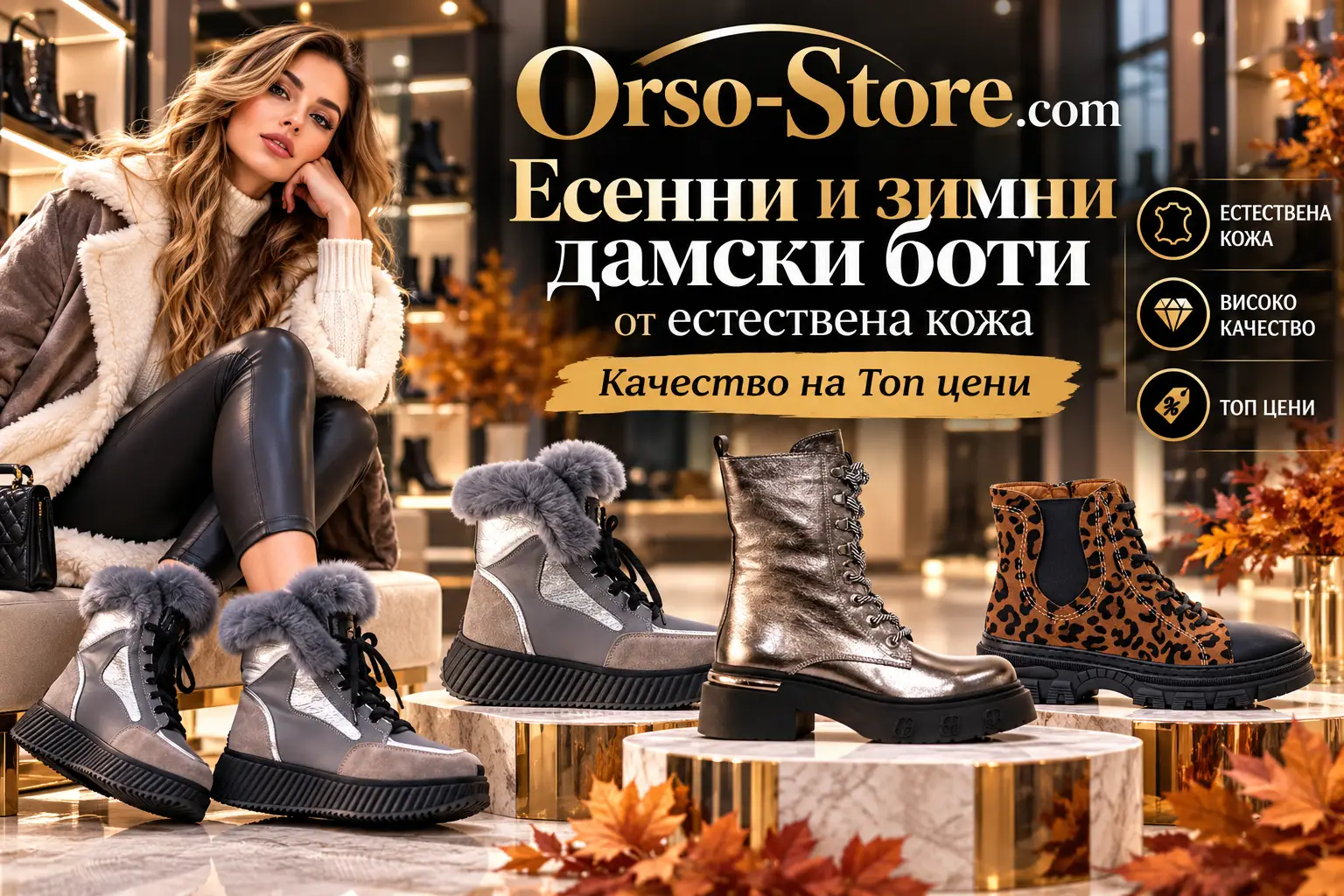 Есенни и зимни дамски боти от естествена кожа | orso-store.com